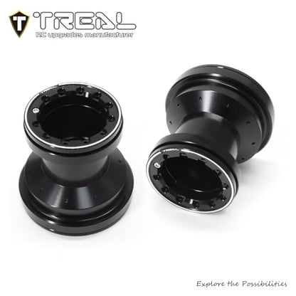 TREAL Aluminum 7075 Beadlock Wheels Set of 4 for 1/18 Mini LMT Monster Truck(Black-Black) - color: Black-Black
