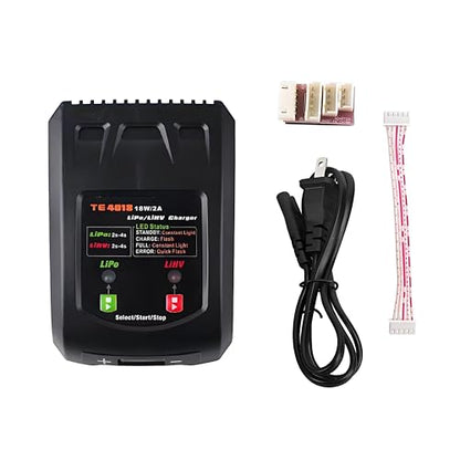 18W Fast LiPo Battery Charger, 2S 3S 4S RC Balance Charger Compatible with 7.4-14.8V LiPo & 8.7-17.4V LiHV Batteries, XH3P XH4P XH5P Connectors for FPV Drones, Airsoft Guns, RC Vehicles - size: LiPo Battery Charger