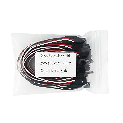 20pcs 5.90in 15cm 150mm 26AWG JR Male to Male RC Servo Extension Lead Cord Plug Servo Extend Cable for Helicopter Quadcopter