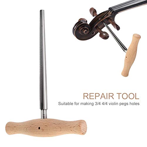 Violin Reamer, Precision Tool for Violin Peg Hole Reamer, 3/4 & 4/4 Sizes, 1:30 Taper, Steel Body with Wood Handle, for Violin Players, Music Teachers, and Instrument Repair Professionals, for Home Practice, Music Schools, and Professional Repairs