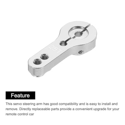 MECCANIXITY 5 Pcs Aluminum Servo Horn 25T Steering Arm 35mm Length Silver Suitable for DIY RC Car/Boat/Airplanes Boat Model Accessories with 2 Pcs Screws - color: Silver