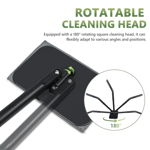 Car Windshield Cleaning Tool, Car Windshield Window Cleaner Set with Detachable Handle & 2 Reusable Microfiber Pads & Spray Bottle, Universal Auto Window Glass Cleaning Kit (Gray) - color: Gray