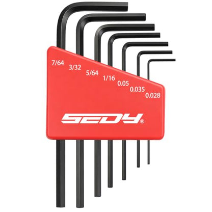 SEDY 7-Piece Mini Hex Key SAE Set, Imperial L Shape Allen Wrench, 0.028, 0.035, 0.05, 1/16", 5/64", 3/32", 7/64", Cr-V - style: 7-Piece Mini SAE Hex Key Set