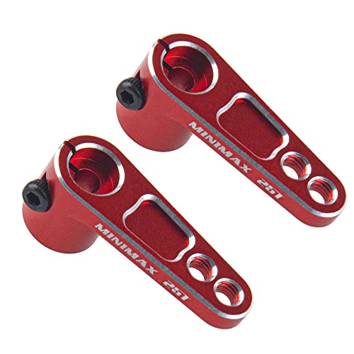 2Pack ShareGoo Metal 25T Servo Horn 25 Teeth Steering Arm Compatible with Futaba Savox Power HD Servos Motor Replacement for 1/8 1/10 RC Off-Road Crawler Drift Racing Car (Red) - color: Red