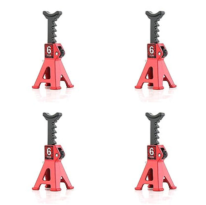 1/24 RC Toy Jack Stands 1/18 Simulation 6 Ton Metal Adjustable Mini Jacks Stand for 1:18 1:24 Scale Crawler Car Axial SCX24 Kyosho Tamiya HSP FCX24 TRX4M SCX24 AX24 Ford Bronco (Red, 4 PCS) - color: Red