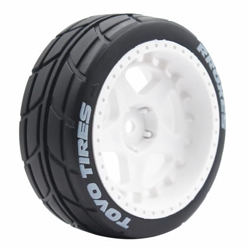 65mm 4PCS 1/10 RC On-Road tires and Hard Plastic wheels set Hex 12mm For WRC Drift Car Conversion 1/10 RC On-Road Car Traxxas Tamiya FW06 TT02 HPI HSP 94122 Kyosho%T068 (White) - color: White