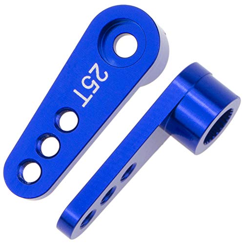 Aluminum 28.5mm 25T Teeth Tooth Steering Half Servo Arm Horn 2-Pack for 1/10 Rc Hobby Model Car/Boat Futaba Traxxas Slash, Cojoys (Dark Blue)