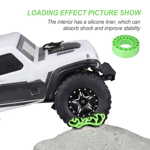 HobbyPark 1.0 Tires Silicone Inserts Foam fit 56-58mm*24mm for 1/18 1/24 Scale RC Crawler Truck, Super Soft, 4pcs (Green) - color: Green (Small)