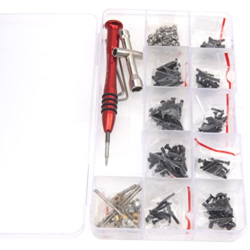 260PCS Repair Tool Kit M2 M2.5 Fastener Screw Bolts Hex Wrench Swing Arm Pins Ball Head Screw Compatible with WLtoys 1/18 A949 A959 A969 A979 K929 RC Car