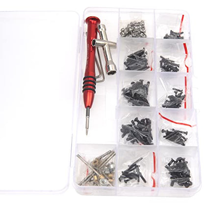 260PCS Repair Tool Kit M2 M2.5 Fastener Screw Bolts Hex Wrench Swing Arm Pins Ball Head Screw Compatible with WLtoys 1/18 A949 A959 A969 A979 K929 RC Car