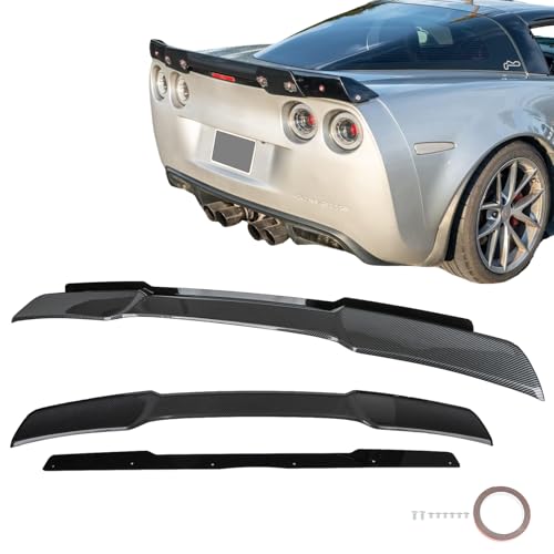 Carbon Fiber For 2005-2013 Chevy Corvette C6 ZR1 Extended Style Rear Trunk Lid Wing Spoiler Light Tinted Wicker bill, with Acrylic Plate - size: For Chevy Corvette C6 ZR1 (2005-2013)