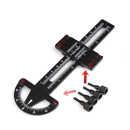 RC Car Repair Kit RC Road Car Aluminum Metal 3 in 1 Height Gauge Ruler Wheel for Up Tool Set Chassis Camber Ride Dip Angle Suspension Simple Toy Parts - color: Black