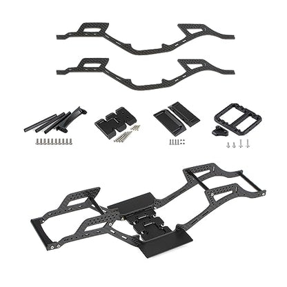 AMK Carbon Fiber SCX10 Chaissis Frame Rails DIY 313mm Wheelbass 1/10 RC Crawler Body LCG Builder Kit with Servo Mount Axial SCX10 I II Upgrades (5 in 1) - color: 5 in 1