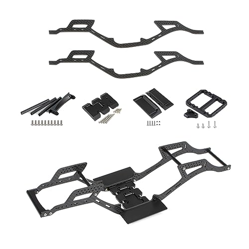 AMK Carbon Fiber SCX10 Chaissis Frame Rails DIY 313mm Wheelbass 1/10 RC Crawler Body LCG Builder Kit with Servo Mount Axial SCX10 I II Upgrades (5 in 1) - color: 5 in 1