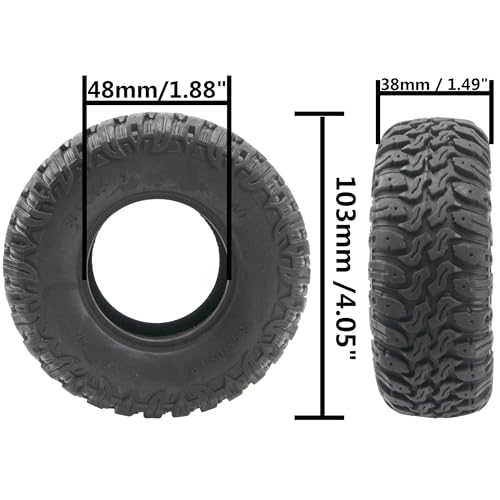 ShareGoo 1.9 inch RC Crawler Tires Rubber Mud Tires OD 103mm Compatible with Axial SCX10 90046 AXI03007 Tamiya CC01 D90 1/10 RC Crawler 1.9'' Beadlock Wheel Rims