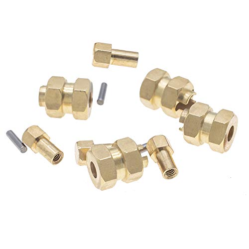 4Pcs Brass Extended 7mm Hex Wheel Hubs 8mm Thick for AXIAL SCX24 Upgrades 1/24 RC Crawler Car+5mm