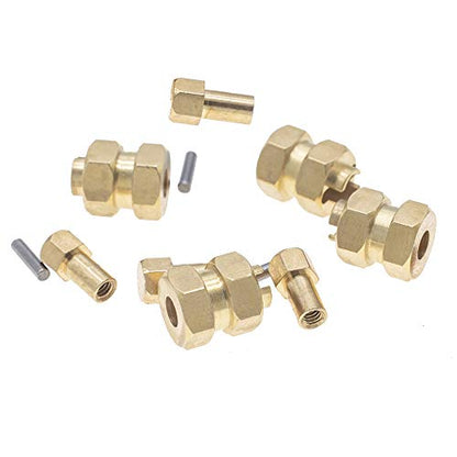 4Pcs Brass Extended 7mm Hex Wheel Hubs 8mm Thick for AXIAL SCX24 Upgrades 1/24 RC Crawler Car+5mm