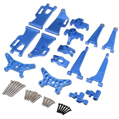 For Mjx For Hyper Go 14210 14209 H14BM Metal Steering Cup Upper Lower For Swing Arm Set Shock Tower Bracket Body Post RC Car Upgrade Parts Models(Blue) - color: Blue