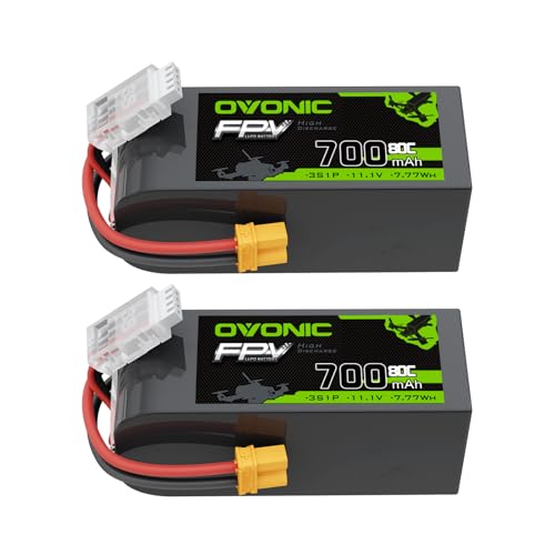 OVONIC 11.1V 80C 700mAh 3S Lipo Battery with XT30 Plug [1 Package Including 2 Batteries]