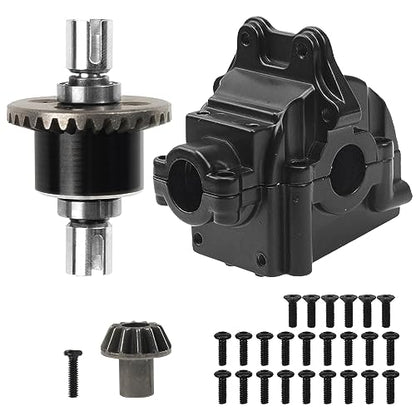 ShareGoo Metal Differential Gearbox Housing Cover & Differential Gear Set Compatible with WLtoys 144010 144001 144002 124016 124017 124018 124019 RC Car (Black) - color: Black