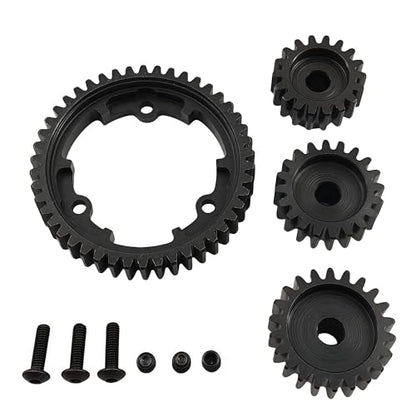 Hardened Steel Spur Gear Set with 18T 20T 22T Pinions for X-Maxx Maxx (46T) | 1/5 Scale,1/7 XO-1,1/10,E-Revo 2.0 VXL,Heavy Duty,Upgrade Parts,6447,High Strength,Wear Resistant - size: 46T