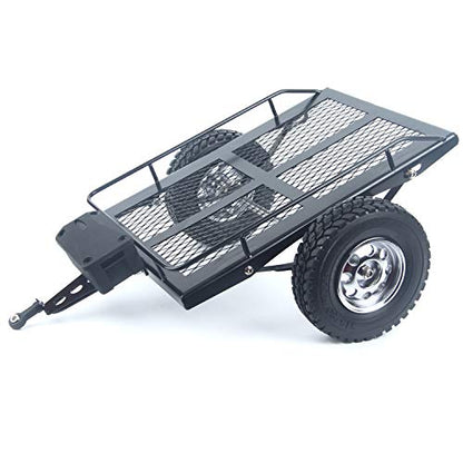 LCX Racing 1/10th RC Crawler Car Heavy Duty Metal Trailer RC Crawler Hooper Trail Cargo Carrier Metal Kit for Axial SCX10 SCX10 II TRX4 TRX6 Redcat Gen7 Gen8 D90 HPI