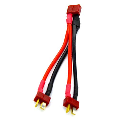 2pcs T Plug Parallel Connector One Female to 2 Male Battery Connector Cable for RC LiPO Battery (1 Female to 2 Male) - style: T Parallel Connector（1 Female to 2 Male）