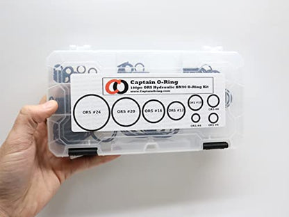 Captain O-Ring ORS/ORFS (for Flat Face Fittings) Hydraulic O-Ring Seal Kit (Buna 90 / BN90-180 Piece Kit)