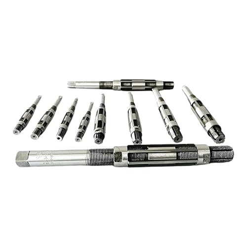 Adjustable Hand Reamer H1-H10 for Metal & Wood Repairs, 3/8" to 15/16" | Carbon Steel Construction, Straight Flutes, 9.52-23.81mm Capacity, Expandable Blades, Bore Sizing, Hole Finishing Tool - size: H1 to H10 - 10Pcs