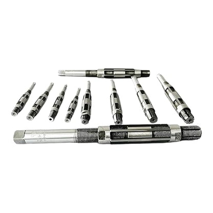Adjustable Hand Reamer H1-H10 for Metal & Wood Repairs, 3/8" to 15/16" | Carbon Steel Construction, Straight Flutes, 9.52-23.81mm Capacity, Expandable Blades, Bore Sizing, Hole Finishing Tool - size: H1 to H10 - 10Pcs