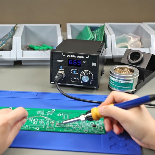 YIHUA 939D+ Digital Soldering Station, 75 Watt Equivalent with Temperature Control, °C/°F Display. ESD safe for Electronics. Aluminum Panel (Resists Burn). Solder Tips, Lead-free Solder & Extras - style: Retro Style 75W
