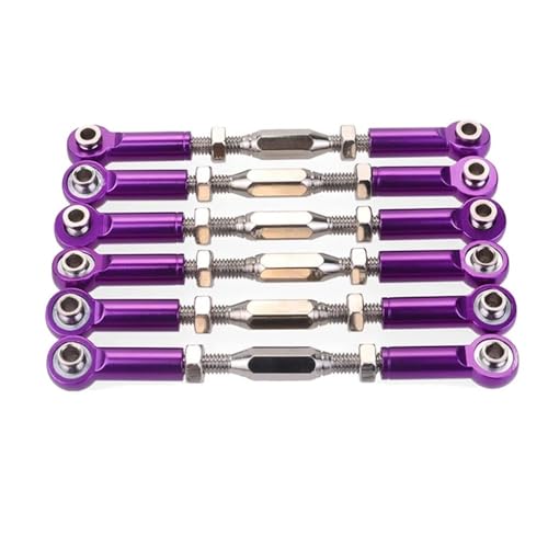 Purple Aluminum Turnbuckle Rod Steering Linkage 6Pcs 71-86mm Compatible with 1/10 Scale RC Trucks