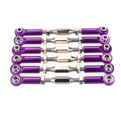 Purple Aluminum Turnbuckle Rod Steering Linkage 6Pcs 71-86mm Compatible with 1/10 Scale RC Trucks