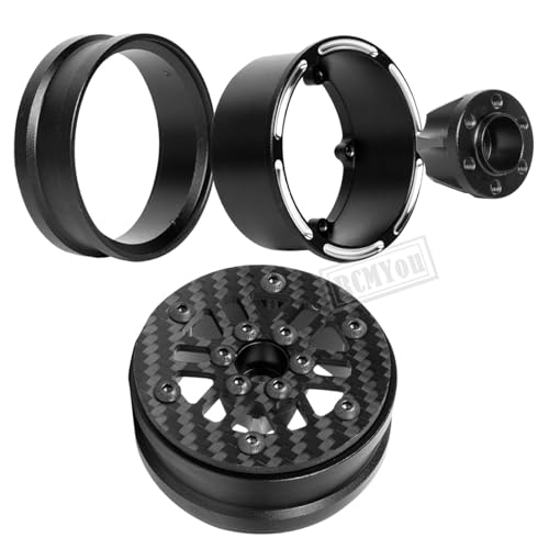 RC 1.9In Beadlock Wheels Ultra Lightweight Performance Carbon Fiber faceplate for 1/10 TRX4 TRX6 SCX10 I II III 90046 AXI03007 MST CFX D90 VS4-10 Gen8 RC Crawler Car(Black-D) - style: Black - (D)