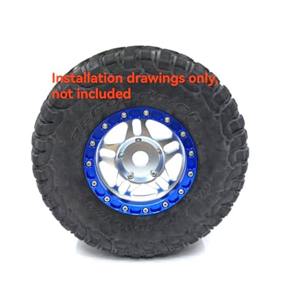 CNC aluminum bead lock wheel For LOSI Super Baja Rey 2.0 1/6 1pcs (silver+blue) - color: silver+blue