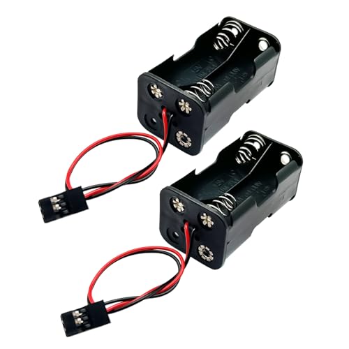 2Set On/Off Power Switch Battery Receiver & 4 Cell AA Battery Container Case Holder Pack Box with JR Plug Compatible with HSP Redcat Axial Traxxas 1/8 1/10 1/16 RC Power Car Crawler Truck