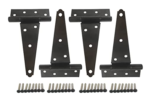 Stainless Steel Extra Heavy Tee Hinge, 6" x 2.5mm, with Stainless Screws & Hinge Pin, Black Coated, 4 Pack - color: Black Coated, size: 4pack(6")