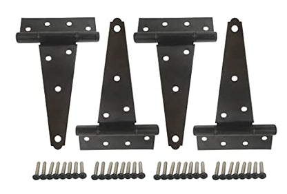 Stainless Steel Extra Heavy Tee Hinge, 6" x 2.5mm, with Stainless Screws & Hinge Pin, Black Coated, 4 Pack - color: Black Coated, size: 4pack(6")