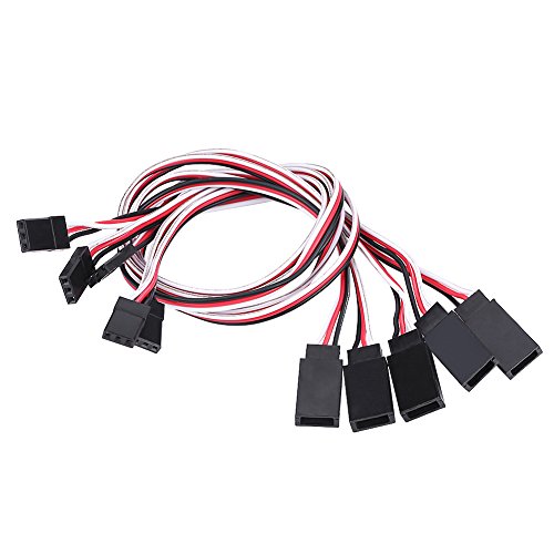 5Pcs Servo Extension Cables for JR/FUTABA RC – 30cm Silicone Wire with 3-Pin Male to Female Connectors