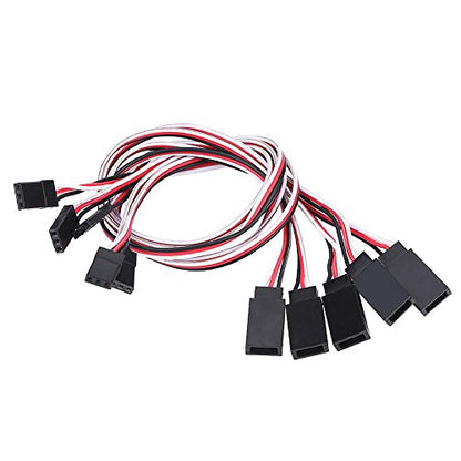 5Pcs Servo Extension Cables for JR/FUTABA RC – 30cm Silicone Wire with 3-Pin Male to Female Connectors