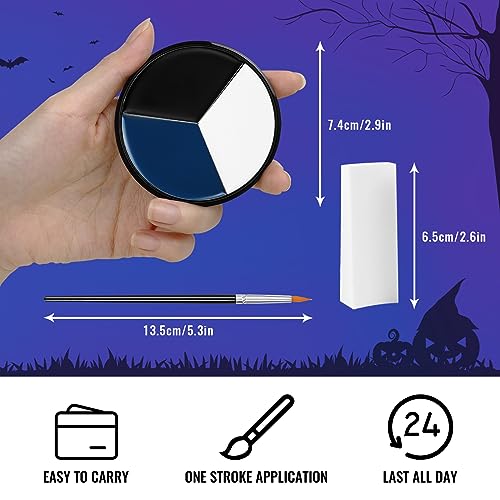 White Black Blue Face Paint + 3PC Sponge + Brush Body Paint Set, Eye Black for Baseball Softball Sport Games, Face Painting Kit for Halloween Makeup, Cosplay, Costume, SFX Makeup, Theme Parties - color: AVATAR