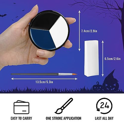 White Black Blue Face Paint + 3PC Sponge + Brush Body Paint Set, Eye Black for Baseball Softball Sport Games, Face Painting Kit for Halloween Makeup, Cosplay, Costume, SFX Makeup, Theme Parties - color: AVATAR