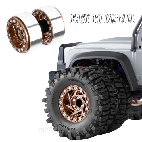 1.3 Dually Beadlock Wheels Tires for RC Crawler Car 1/18 TRX4M Ascent-18,1/24 SCX24 FCX24,RC Off Road Buggy Rally Truck Wheels and Tires,Adjustable Offset Wheel,7mm Hex Rims,Brown - color: Brown - (4Pcs 1.3 Beadlock Tires)