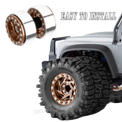 1.3 Dually Beadlock Wheels Tires for RC Crawler Car 1/18 TRX4M Ascent-18,1/24 SCX24 FCX24,RC Off Road Buggy Rally Truck Wheels and Tires,Adjustable Offset Wheel,7mm Hex Rims,Brown - color: Brown - (4Pcs 1.3 Beadlock Tires)