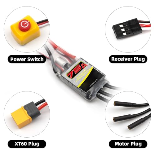 75A Brushless ESC, Electronic Speed Controller LiPo Sensorless Brushless Motor for RC Car Truck Boat Model