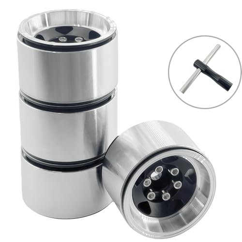 1.0 Beadlock Wheel Rims, Aluminum Alloy RC Wheels Set, CNC Machined Upgrade Parts for 1/18–1/24 RC Crawlers (4PCS)