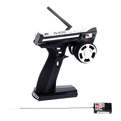 GoolRC Flysky FS-GT3C RC Transmitter 2.4Ghz 3CH LCD Remote Controller with FS-GR3E Receiver for RC Car Boat (Black) - color: Black