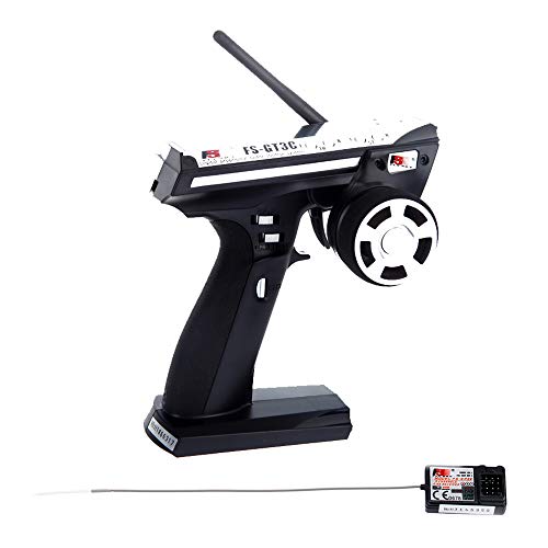 GoolRC Flysky FS-GT3C RC Transmitter 2.4Ghz 3CH LCD Remote Controller with FS-GR3E Receiver for RC Car Boat (Black) - color: Black