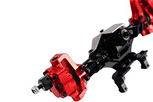 Aluminum Front/Rear Portal Axles Set for 1/10 Axial SCX10 II 90046 90047 RC Crawler Car (Black with Red) - color: Black With Red