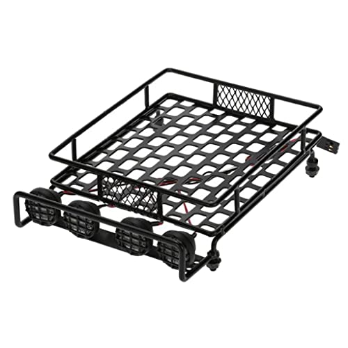 misppro 1/10 RC Climbing Car Accs Roof Rack Luggage Carrier W LED Light Bar